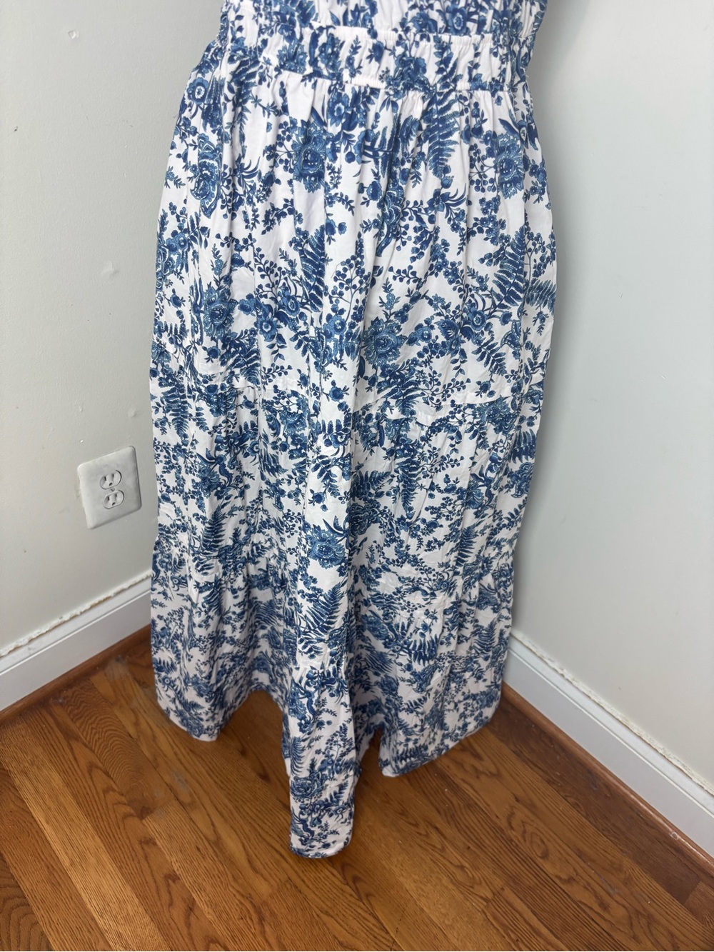 Anthropologie Cotton Somerset Tiered Maxi Dress In Blue Chinoiserie Size Medium - Picture 13 of 16